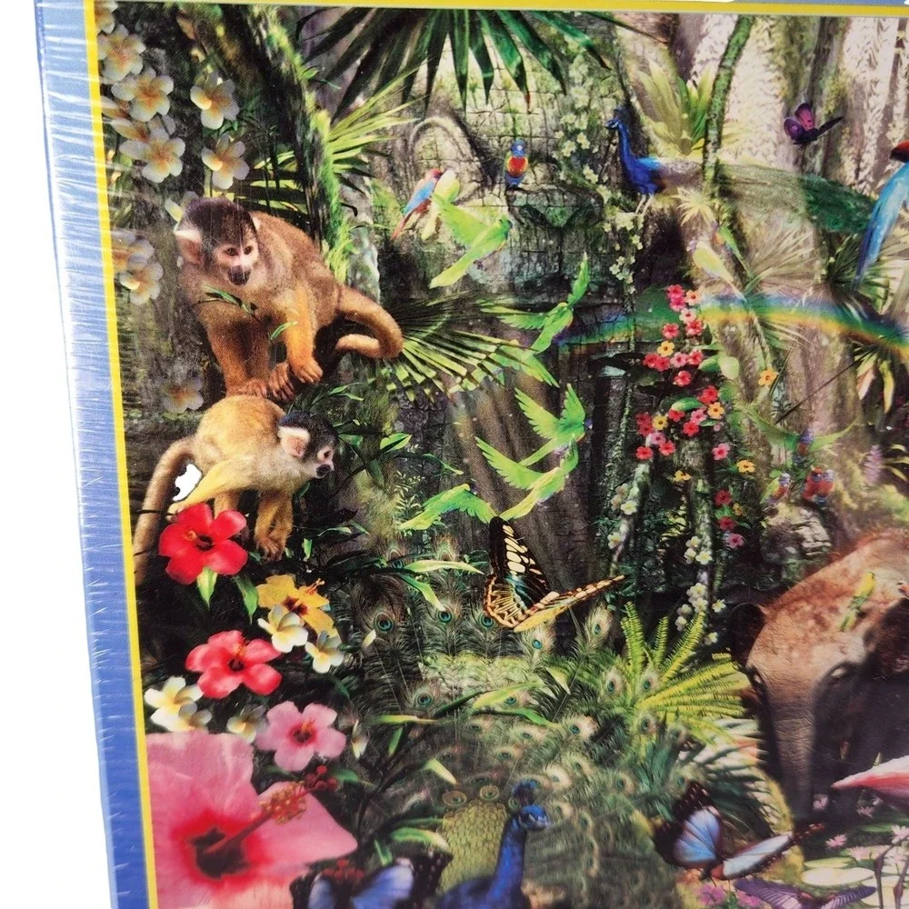 Asian Rain Forest Puzzle 1000 Pieces Jungle Animals Made USA Lg 19 x 30 New READ